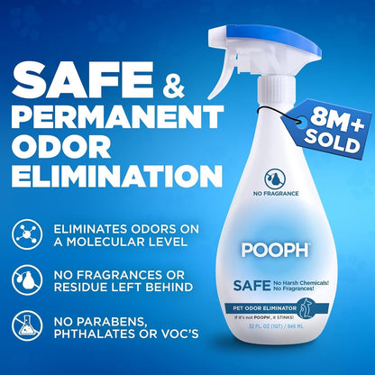 POOPH Pet Odor Eliminator Spray, 32 Oz | Unscented Pet Odor Eliminator Spray for Home Surfaces, Upholstery, Furniture, and Vehicles2