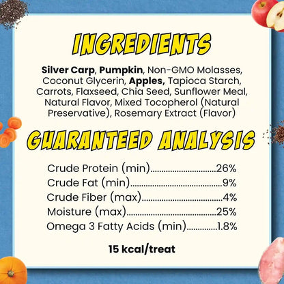 Fish Dog Treats for Skin & Coat, Healthy Soft Chews with Real Pumpkin, Grain Free, Easy to Digest for Training or Rewards for Small, Large Dogs, Natural Ingredients for Sensitive Stomach, Made in USA8