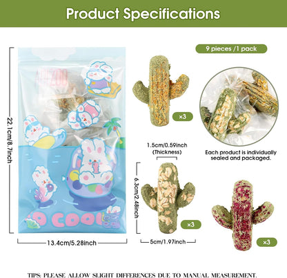 Abizoo Rabbit Chew Toys Natural Timothy Hay Oat Bunny Treats Snack Bunny Chew Sticks 9 Pcs Compressed Cactus Bunnies Enrichment Toys for Rabbit Guinea Pig Hamster Chinchilla Gerbil Dental Care8