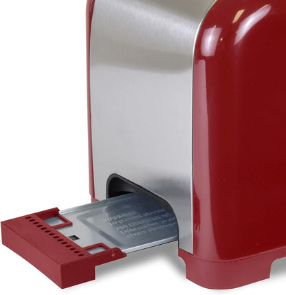 Kenmore 2-Slice Toaster, Stainless Steel, Red and Silver, with Extra Wide Slots, Self-Adjusting Bread Guides, Defrost, Bagel and Removable Crumb Tray, Small (KKTS2SR AZ)6