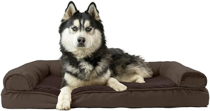 Furhaven Orthopedic Dog Bed for Large Dogs, Sofa-Style with Cool Gel-Top Foam with a Solid Orthopedic Foam Base for Joint Support, Removable Washable Cover, Jumbo XL, Plush & Suede, Gray12