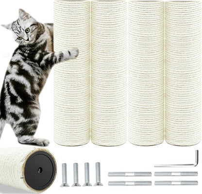 Cat Scratching Post Replacement Pole, 2 PCS 15.7In Cat Tree Replacement Post, Natural Sisal Cat Tree Replacement Parts with M8 Screws, Cat Scratch Post for Refurbishment (15.7In/40Cm)9