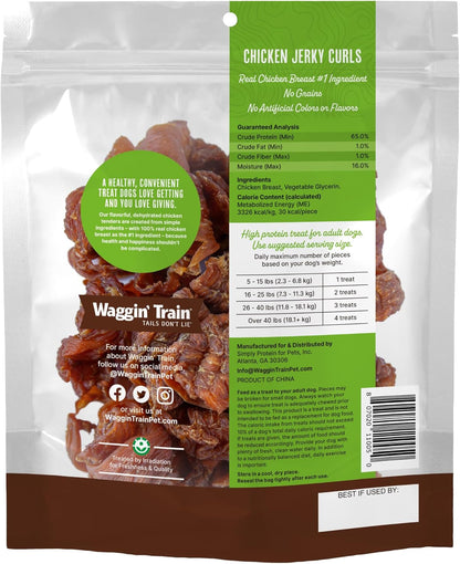 Waggin' Train Chicken Jerky Curls Dog Treats, Made with 100% Real Chicken Breasts, Only Two All-Natural Ingredients, Great High Protein Dog Treat, Easily Digestible for Big or Small Dogs, 16 Oz. Pouch2