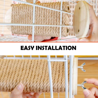 Cat Climbing Steps Scratching Tree - 2Pcs Scratching Steps Sisal Hemp Cage Shelf Ladder Pets Perch Furniture inside the Cage with Install Screws (S)6