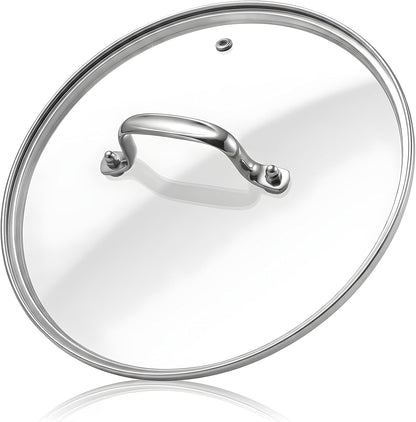 13 in Glass Lid with Stainless Steel Handle for Frying Pan, Tempered Replacement Cover Compatible for Skillets, Wok, round Cast Iron, Cast Aluminium, Stainless Steel Pans & Pots (317Mm-332Mm)1