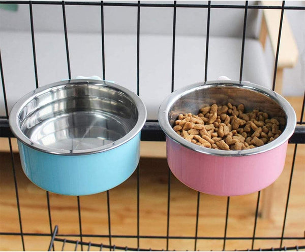 Stainless Steel Removable Pet Food Bowl, Anti-Overturn Water Feeder Container, Suitable for Small Dog/Cat/Rabbit, 2 Set of Crate Bowls, Easy to Install and Clean3