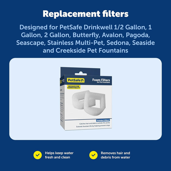Petsafe Drinkwell Fountains Replacement Foam Filters | Certified Fit for Petsafe Drinkwell Ceramic and Stainless Fountains, Catches Hair/Debris, Protects Pump6
