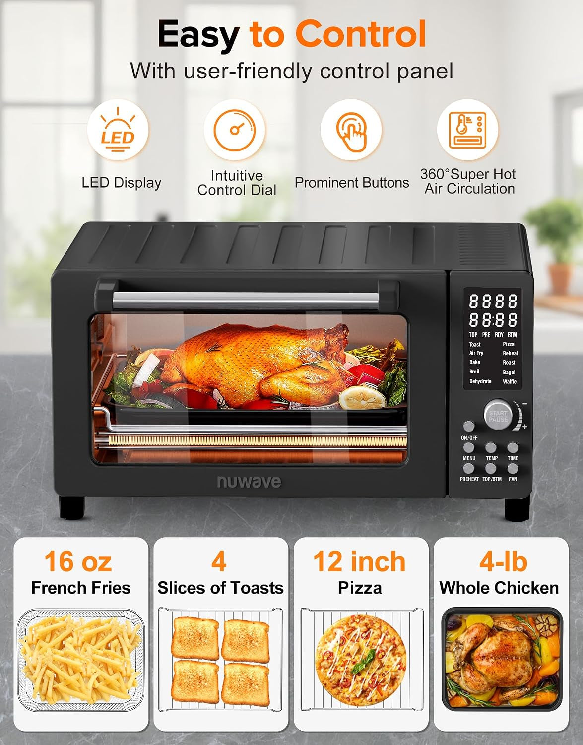bravo-pro-smart-air-fryer-toaster-oven-countertop-combo-10-in-1-cooking-functions-1800w-50-450-f-21-qt-pfas-free-upgraded-super-convection-black