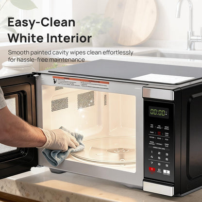 Microwave Countertop Ovens 1000 Watt, Black Small Microwave 1.1 Cu Ft, Large Microwave Digital 6 Auto Cooking, Eco Mode, Child Lock, 10 Power Level, Led Display, Easy Clean, Memory Function7