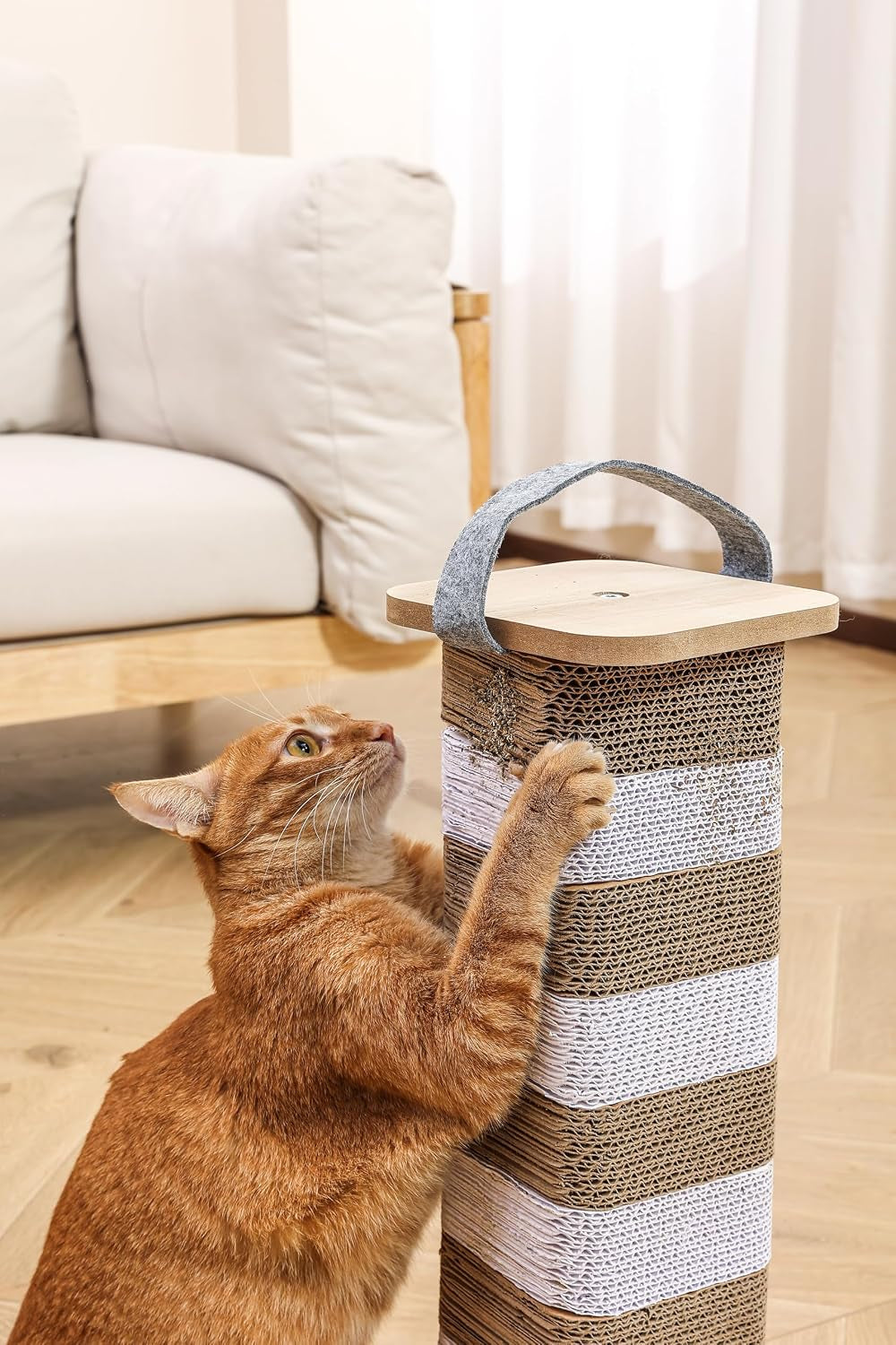 cat-scratching-post-for-indoor-cats-23-6-inch-tall-cardboard-cat-scratcher-pad-for-kittens-cats-multi-surface-scratching-board-easy-assembly-protects-furniture