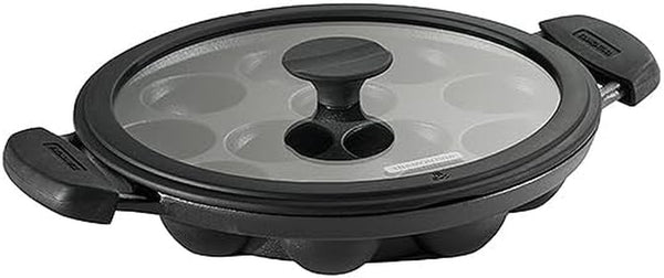 Utsava Pre-Seasoned Cast Iron 12-Hole Appam Pan | Appe Pan with Lid, Great for Paniyaram, Takoyaki and More6
