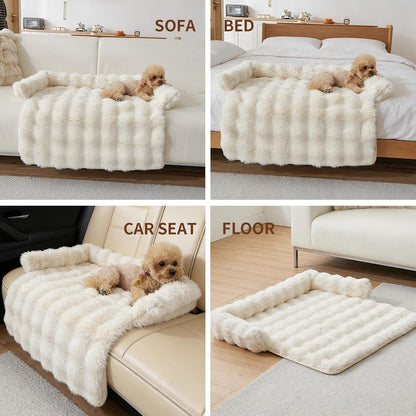 Dog Couch Bed for Dogs & Cats (29.5"X29.5"), Washable Plush Dog Bed for Couch with Bolster, Non-Slip Bottom, Furniture Protector for Sofa, Bed & Car Seat7