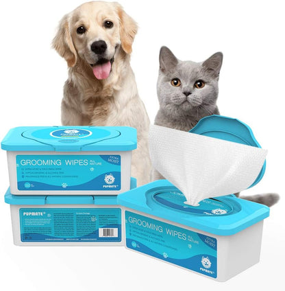 Pet Wipes for Dogs & Cats, Extra Moist & Thick Grooming Puppy Wipes with 100 Fresh Counts, Aloe Vera/Nature10