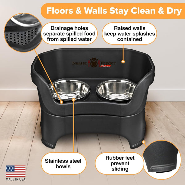 Neater Pet Brands Neater Feeder Deluxe Mess Proof Dog Bowls Elevated for Large Dogs over 40 Lbs, Made in USA, No Spill Raised Dog Food Bowl Stand Feeding Station, Food and Water Bowl Set, Black5