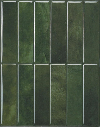 Peel and Stick Backsplash, Stacked Forest Green, 11.43"X9" | Pack of 5 (3.5 Sq Ft), Glossy, Heat/Moisture Resistant, Low VOC, Kitchen/Bathroom, Renter Friendly, Made in Canada1