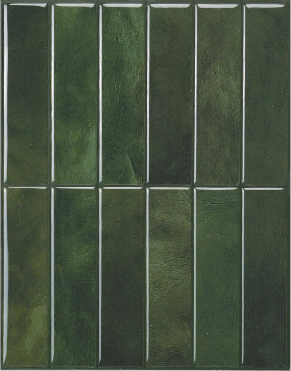Peel and Stick Backsplash, Stacked Forest Green, 11.43"X9" | Pack of 5 (3.5 Sq Ft), Glossy, Heat/Moisture Resistant, Low VOC, Kitchen/Bathroom, Renter Friendly, Made in Canada1