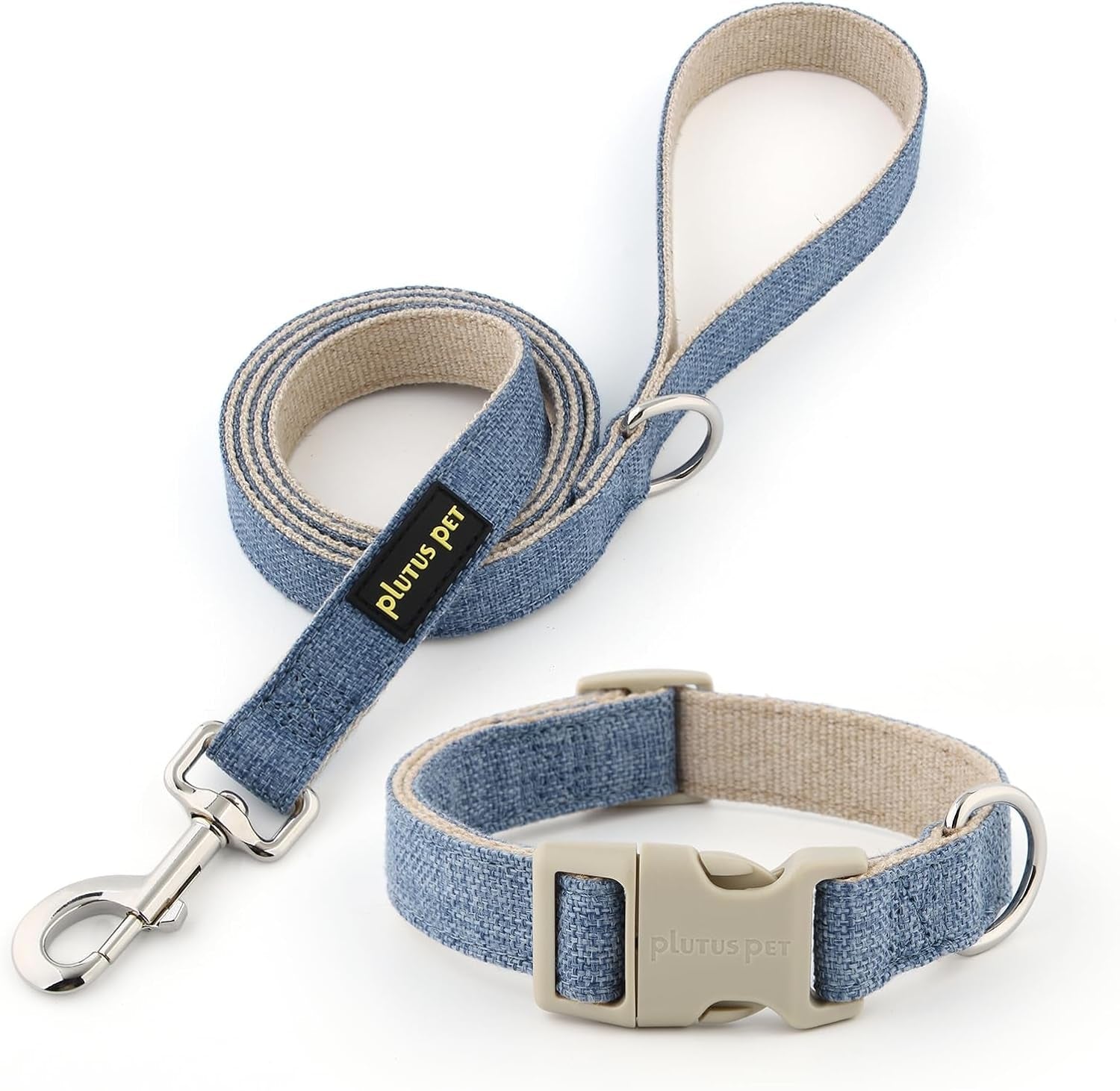 plutus-pet-cotton-hemp-dog-collar-and-leash-set-adjustable-collar-for-small-medium-and-large-dogs-heavy-duty-and-soft-on-skin-lavender-s
