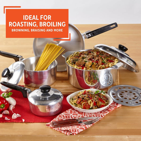 USA Heavy Duty 8-Piece Cast Aluminum Cajun Cookware Set, Silver | Mirror-Polished Finish, Bakelite Handles and Knobs with Lids, Ideal for Most Kitchen Tasks, Great for Home Cooks6