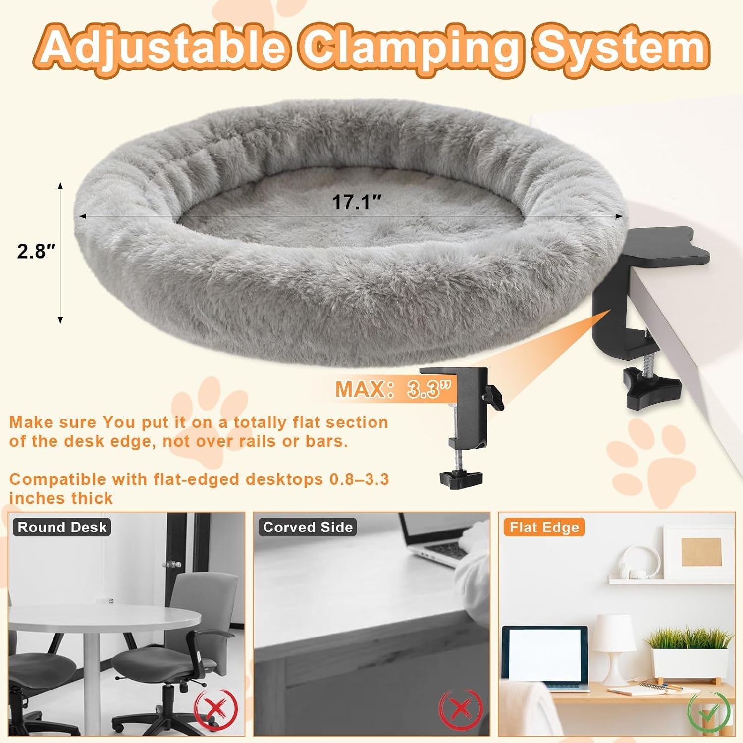 cat-desk-bed-ergonomic-cat-desk-perch-clamp-for-remote-workers-quality-desktop-suspended-cats-bed-rotating-cats-hammock-desk-with-removable-cover-cat-bed-hold-up-to-50lbs-gray