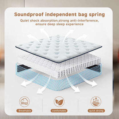 Queen Mattress,12 Inch Queen Size Mattresses in a Box, Hybrid Pocket Spring Mattress with Certipur-Us Certified Foam, Fiberglass Free, Cool Sleep Technology 80''L X 60''W5