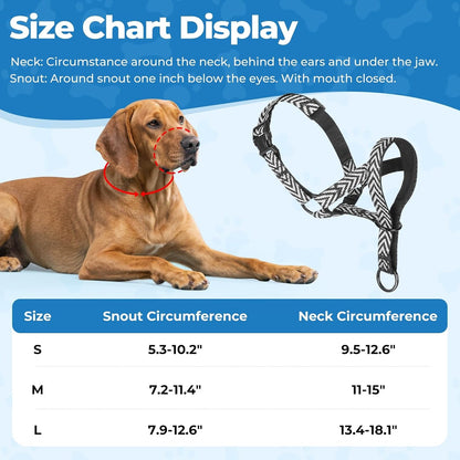 Gentle Dog Head Collar, Soft Nylon No Pull Padded Halter with Fashion Stripes, Breathable Nose Leash for Dogs, anti Pulling Barking(M)6