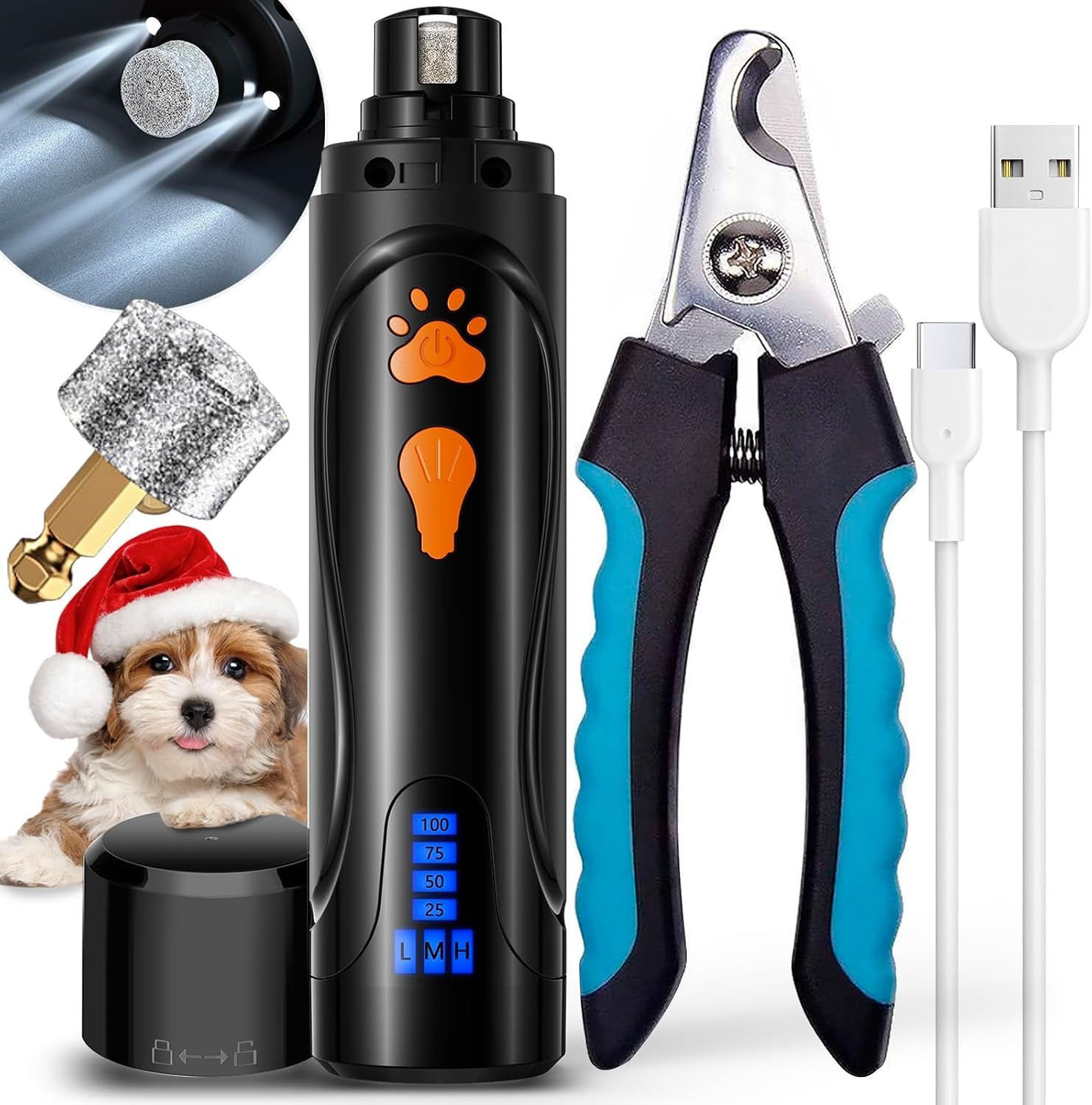 yabife-super-quiet-dog-nail-grinder-clippers-kit-with-2-led-lights-3-speeds-up-to-12-000-rpm-lower-than-30db-electric-pet-nail-trimmer-for-small-medium-large-dogs-and-cats