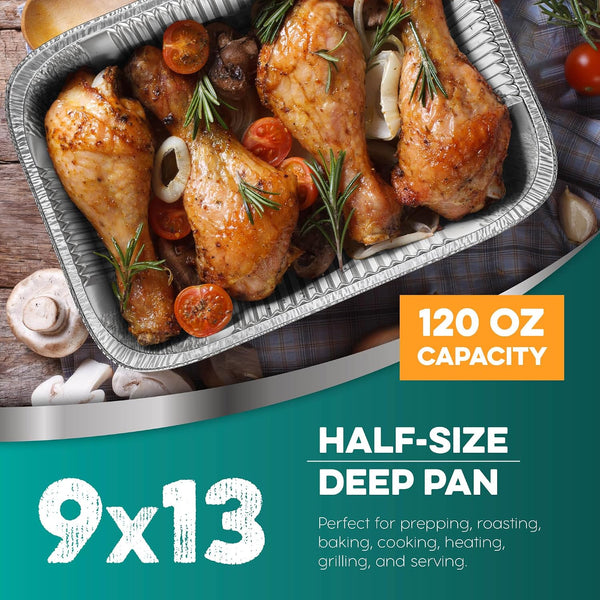 Aluminum Pans with Lids 9X13 [10 Sets] Aluminum Foil Pans Trays with Lids - Half Size Tin Foil Disposable Pans for Baking, Roasting, Cake Serving Dishes, Catering Supplies, Steam Table Chafing4