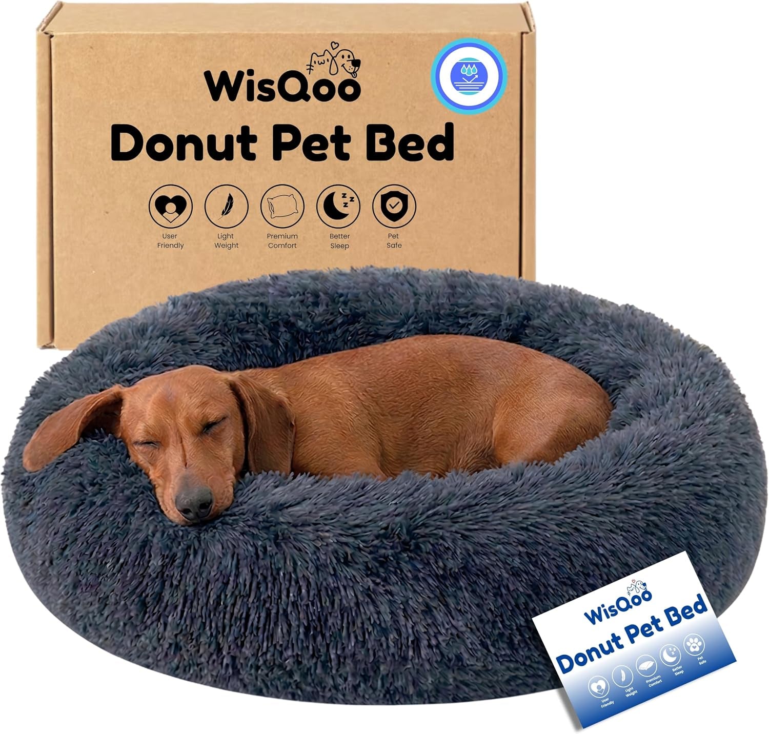 calming-donut-dog-bed-faux-fur-anti-anxiety-pet-bed-with-removable-washable-cover-water-resistant-liner-plush-fluffy-round-nest-non-slip-bottom-for-dogs-cats-small-grey