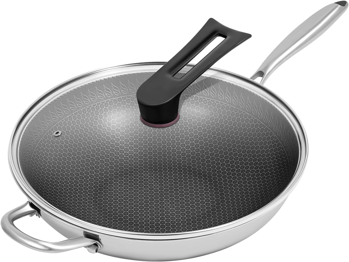 13-4-inch-skillet-nonstick-316-stainless-steel-nonstick-wok-pan-with-lid-honeycomb-stir-fry-skillet-stir-fry-wok-with-lid-suitable-for-gas-stoves-induction-cookers-and-ceramic-stove