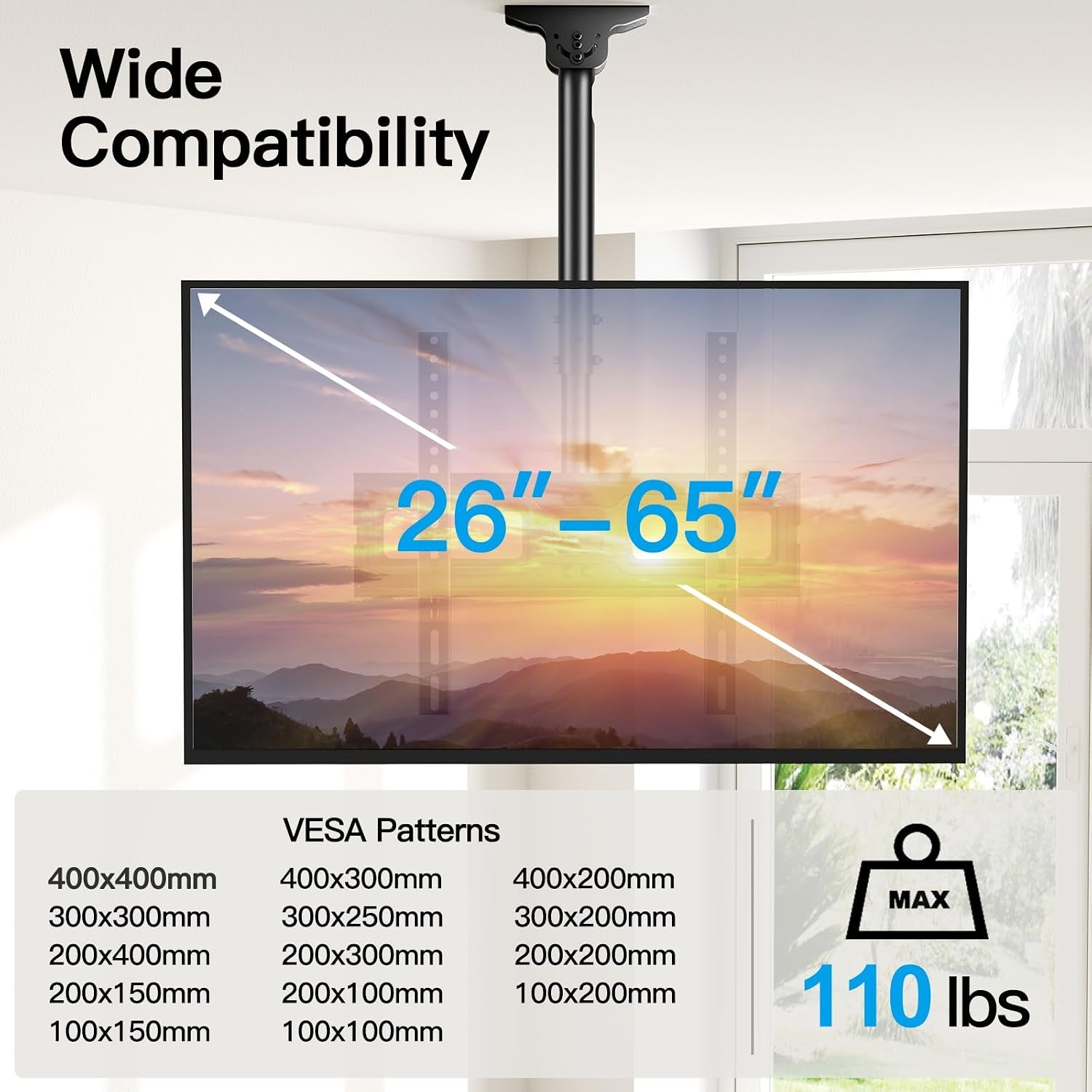 ceiling-tv-mount-for-26-65-inch-flat-screen-displays-max-vesa-400x400mm-hanging-adjustable-ceiling-tv-bracket-fits-most-lcd-led-oled-4k-tvs-pole-ceiling-mount-holds-up-to-110lbs-pscm2