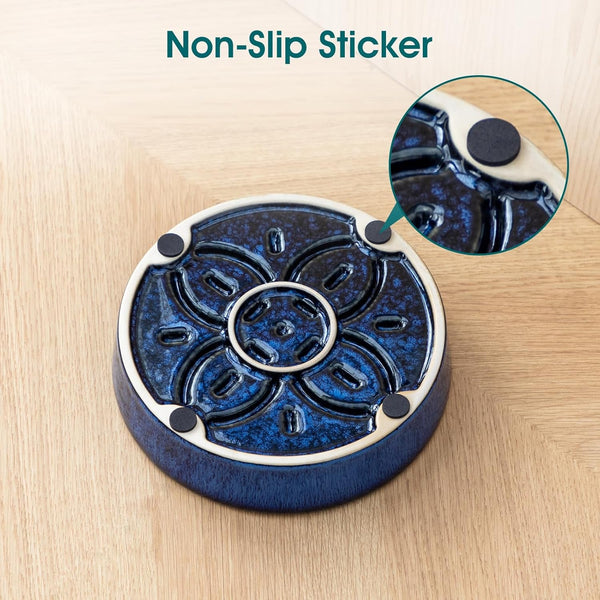 Vancasso Ceramic Slow Feeder Dog Bowls, Puzzle Dog Food Bowls with Floral Maze, anti -Slip Pet Food Dish for Small Breed, 0.6 Cups, Blue6