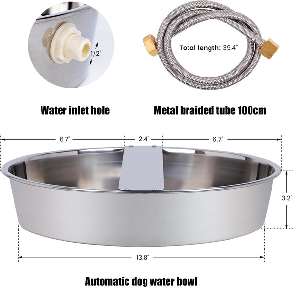 Automatic Dog Water Bowl Dispenser Large Breed Outdoor Stainless Steel Pet Waterer with Float Valve Auto Fill Dog Waterer for Large Dogs Cats Chicken Livestock5