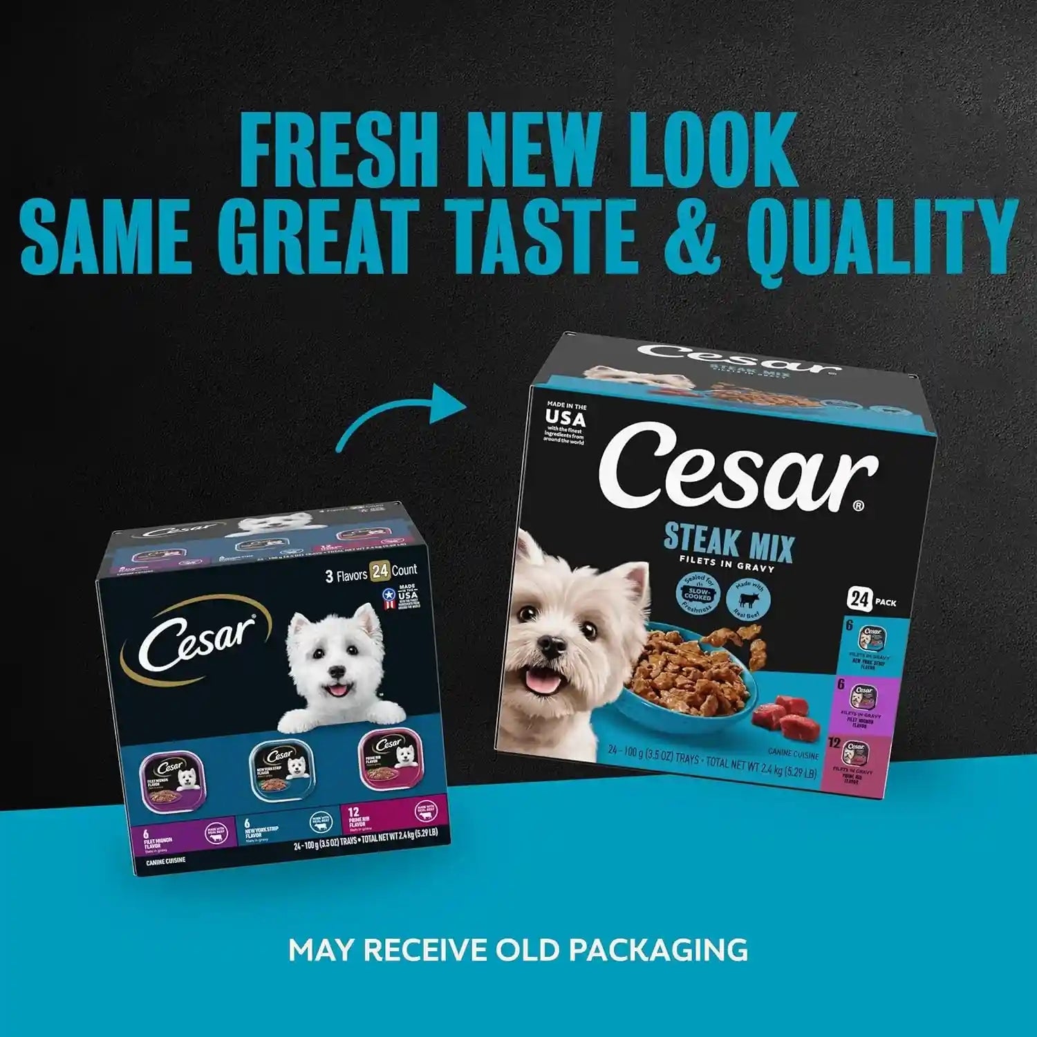 cesar-filets-in-gravy-wet-dog-food-steak-mix-variety-3-5-oz-24-count-filet-mignon-new-york-strip-prime-rib-real-meat-slow-cooked-no-fillers-added-sugar-artificial-flavors-easy-peel-trays