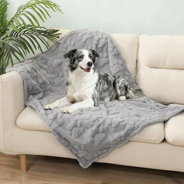 BEAUTYZOO Waterproof Dog Blankets for Large Dogs, Dog Blanket for Couch Sofa Bed, Super Soft Premium Coral Fleece Throw Cat Puppy Blanket, Reversible Furniture Protector, Washable Pet Blanket 40X60In1