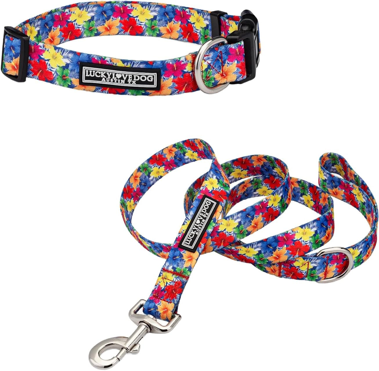 lucky-love-dog-easy-click-buckle-dog-collar-with-leash-set-combo-durable-comfortable-for-male-female-dogs-pet-collar-for-medium-dogs-secure-fit-blackbird-combo-medium