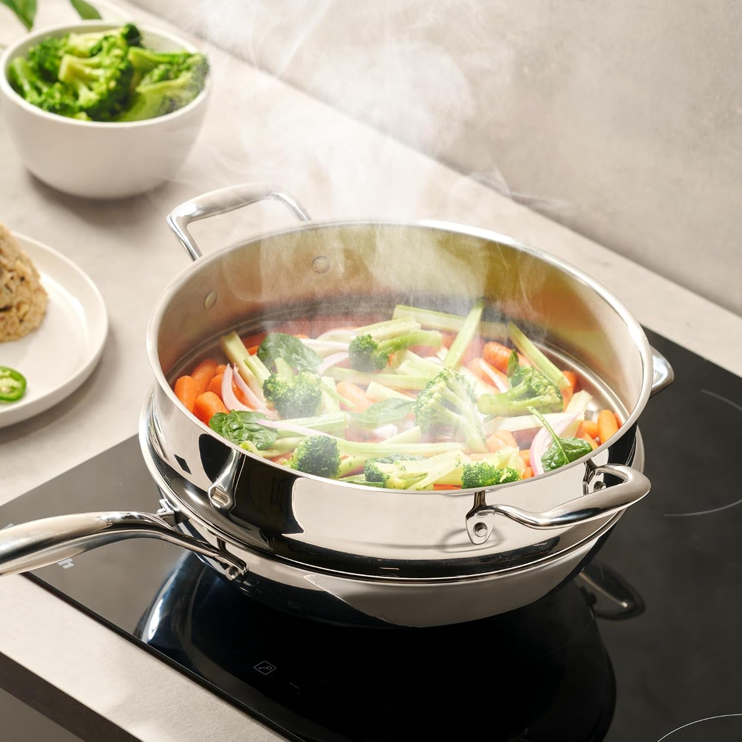 5-ply-stainless-steel-wok-set-12-inch-5-quart-with-lid-and-steamer-induction-compatible-oven-safe-800-f-non-toxic-no-coatings-even-heating-built-to-last-generations