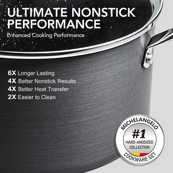 Hard Anodized Cookware Set - 10 Pcs Non Stick Pots and Pans Set with Granite Interior, Induction Cookware Set with Steamer Insert2