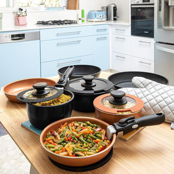 10Pcs Nonstick Cookware Pans with Removable Handles, Space Saving Pots and Pans with Removable Handles, RV Pots and Pans Set for Camping, Oven and Induction Ready8