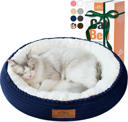 Zerbuger 20In Washable Cat Beds for Indoor Cats - round Donut Pet Bed for Cats, Small Dogs, Puppy, Kitten - Anti-Slip Bottom, Calming Bed Gift - Pink15