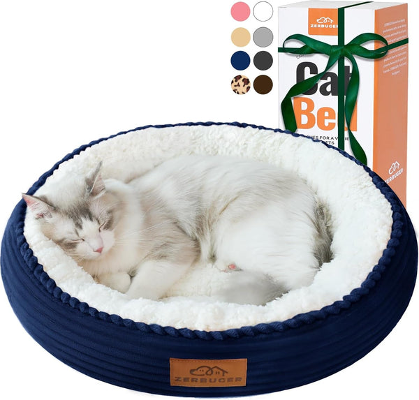 Zerbuger 20In Washable Cat Beds for Indoor Cats - round Donut Pet Bed for Cats, Small Dogs, Puppy, Kitten - Anti-Slip Bottom, Calming Bed Gift - Pink15