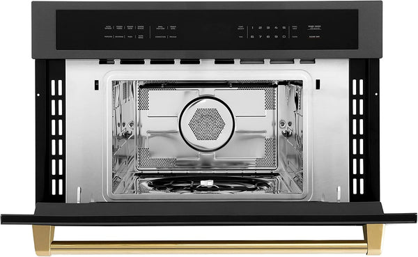 ZLINE Autograph Edition 30” 1.6 Cu Ft. Built-In Convection Microwave Oven in Black Stainless Steel and Gold Accents4