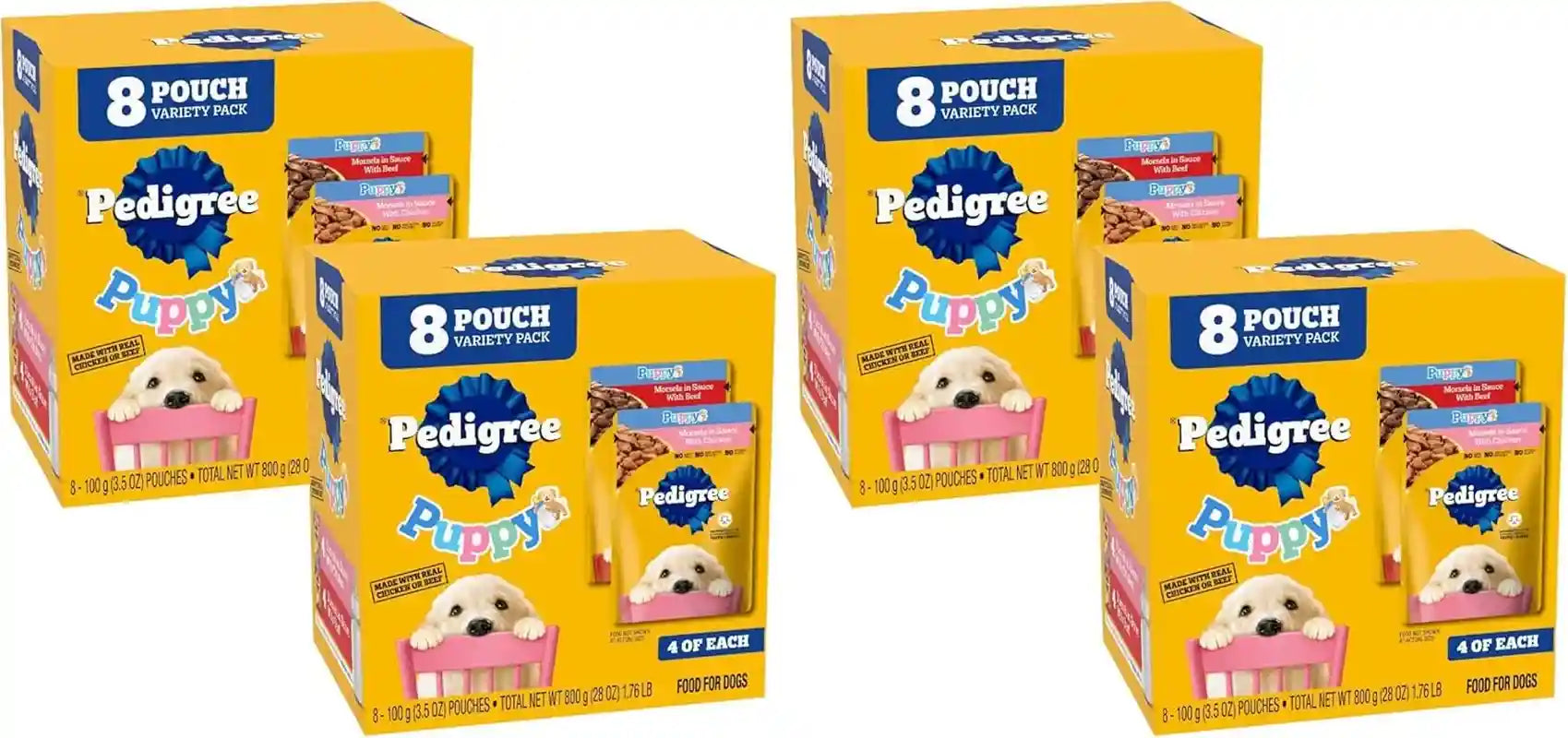 pedigree-puppy-morsels-wet-dog-food-pouch-chicken-3-5-oz-16-count-steam-cooked-high-quality-animal-protein-dha-brain-support-calcium-for-teeth-bones-topper-or-complete-meal
