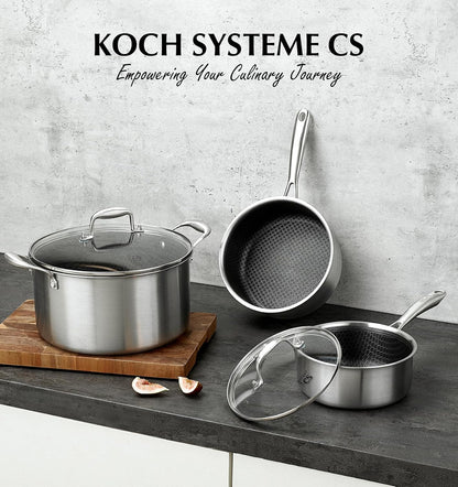 Triply Stainless Steel Cookware Set 6 Piece, Nonstick Hybrid Pots Set 2QT & 3QT & 8QT, Kitchen Cookware Set with Honeycomb Interior, Stainless Steel Pots Set, Induction Compatible7