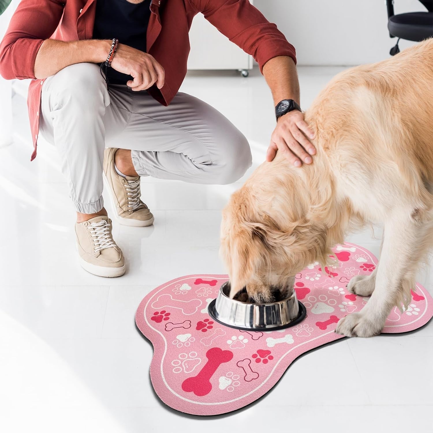 dog-cat-food-mat-bone-shaped-pet-feeding-mat-quick-absorb-water-bowl-placemat-with-rubber-backing-indoor-floor-stain-resistant-pet-accessory-supplies-light-pink-small-12x18-inches