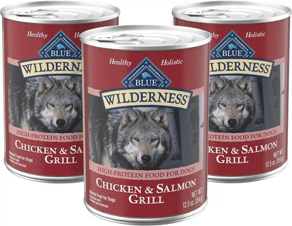 Blue Buffalo Wilderness Grain Free Adult Wet Dog Food, Beef & Chicken Grill, 32G Protein per Can, 12.5 Oz. Can (Pack of 12)23