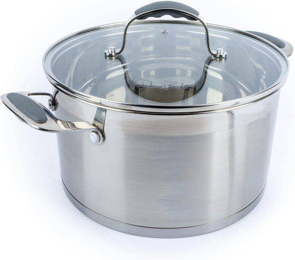 Stature Stainless Steel 6.25-Quart Dutch Oven with Glass Lid – Side Handles, Oven Safe - Brushed Gray1