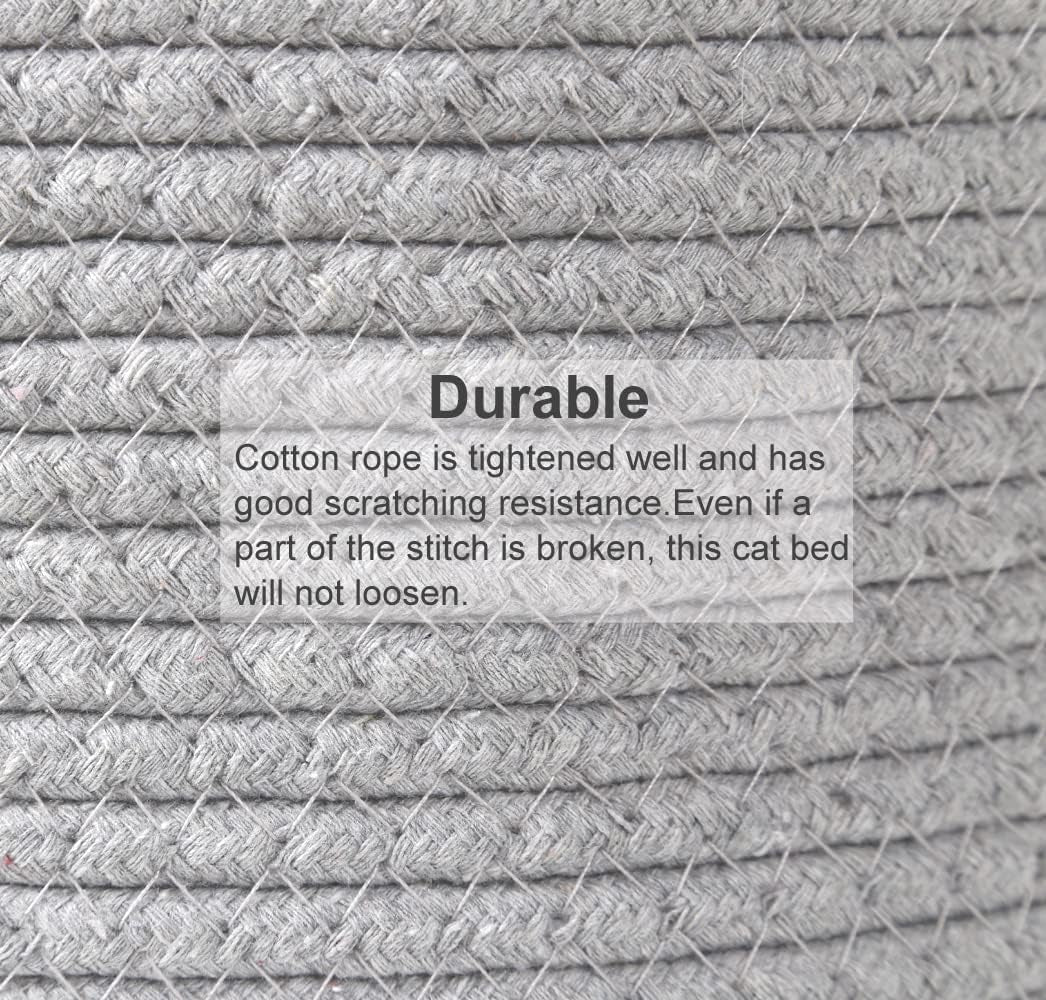 large-cat-bed-basket-round-cotton-rope-woven-calming-rope-bed-sleep-surface-17-7-inches45-cm-cozy-scratching-indoor-pet-bed-for-a-large-cat-or-2-small-cats-fit-up-to-20-lbs-pets-washable-grey