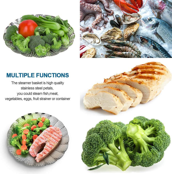 Vegetable Steamer Basket, Premium Stainless Steel Veggie Steamer Basket - Folding Expandable Steamers to Fits Various Size Pot Small by  (5.5" to 9.2")6