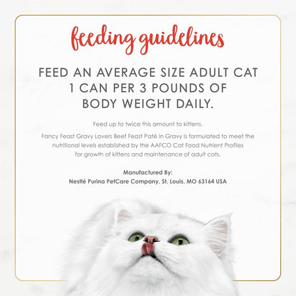 Purina Fancy Feast Gravy Lovers Beef Feast Pate in Wet Cat Food Gravy - (Pack of 24) 3 Oz. Cans7