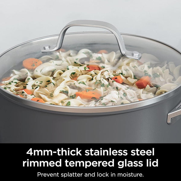 Ninja Neverstick Professional Hard-Anodized 10 Piece Pots & Pans Set, Nonstick Cookware Set, Durable, Oven Safe to 500°F, Slate Grey, C395007